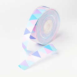 Разноцветный Треугольник узор полиэстер Grosgrain ленты, для украшения поделки ремесло, красочный, 1 дюйм (25 мм), о 100yards / рулон (91.44 м / рулон)