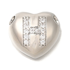 Letter H Стойка металлическая латунная микропрофилированная кубическая циркония подвески, без кадмия и без свинца, сердце с подвесками в виде буквы az, платина, Письмо ч, 14.5x16x6 мм, отверстие : 3 мм