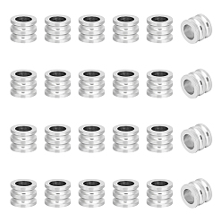 Нержавеющая Сталь Цвет 24 шт. 304 бусины из нержавеющей стали, бусины с большим отверстием, рифленая колонна, цвет нержавеющей стали, 10x8 мм, отверстие : 6 мм