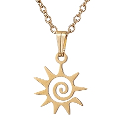 Солнце 201 ожерелья из нержавеющей стали, 304 из нержавеющей стали кабель цепи ожерелья, солнце, 15.94 дюйм (40.5 см), ВС: 18.5x13 mm