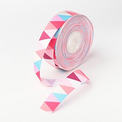 Разноцветный Треугольник узор полиэстер Grosgrain ленты, для украшения поделки ремесло, красочный, 1 дюйм (25 мм), о 100yards / рулон (91.44 м / рулон)