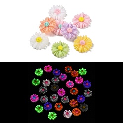 (52) Непрозрачная лаванда Светящаяся смола декодирует кабошоны, светится в темноте, двухцветный цветок, разноцветные, 12x13x3.5 мм