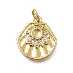 Shell Shape Латунные микро проложить кубического циркония подвески, без кадмия и без свинца, реальный 18 k позолоченный, стойки покрытие, долговечный, с целью перехода в кольце, формы раковины, 16x14.5x3 мм, отверстие : 3.2 мм