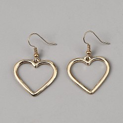 Золотой Серьги-подвески из железа и сплава, сердце, золотые, 40x27 мм