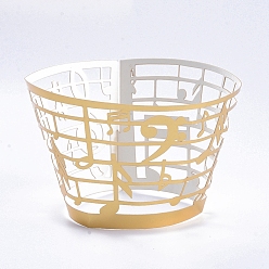 Gold Musical Note Cupcake Wrappers, Laser Cut Liner Artistic Baking Cup Wraps, for Wedding Party Birthday Decoration, Gold, 8.5x21.5x0.03cm