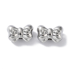 Platinum Rack Plating Alloy Beads, Bowknot, Platinum, 8.5x12.5x6mm, Hole: 1.6mm