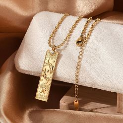 Рыбы 304 ожерелья с подвеской в виде прямоугольного созвездия из нержавеющей стали с прозрачным кубическим цирконием для женщин и мужчин, реальный 18 k позолоченный, Рыбы, 18.07 дюйм (45.9 см)