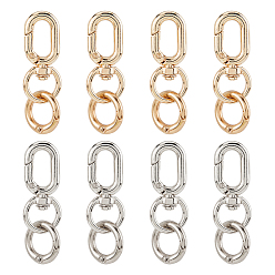 Platinum & Light Gold 8шт 2 цвета железные поворотные застежки, 8шт 2 цвета сплава пружинные затворные кольца, платина и светлое золото, 41x18x7 мм
