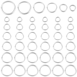Серебро 60 шт. 6 стили 925 открытые кольца для прыжков из стерлингового серебра, для плетения кольчуги, пропил пилой закругленный, серебряные, 19~21 датчик, 4~9x0.7~0.9 мм, внутренний диаметр: 2~7 мм, 10 шт / стиль