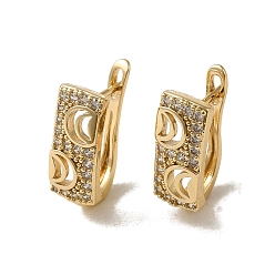 Light Gold Brass Micro Pave Cubic Zirconia Hoop Earring, Light Gold, 19x7mm