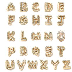 Letter Латунные микро-паве прозрачные кубические цирконии начальные многорядные звенья, реальный 18 k позолоченный, без кадмия и без свинца, долговечный, стойки покрытие, буквы, 10~11.5x7~12.5x4~4.5 мм, отверстие : 1.5~1.8x1.8~4 мм