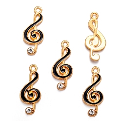 Musical Note Подвески из эмали и сплава, золотые, музыкальная нота, 9x9 мм, отверстие : 2 мм