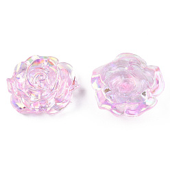 Pink Прозрачные кабошоны из абс-пластика, с покрытием AB цвета, роза, розовые, 24x23.5x9 мм
