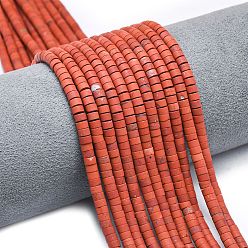 Красный Камень Натуральные красные яшмы бусы пряди, матовые, дисковые бусы, Heishi бусы, 4~4.5x2~2.5 мм, отверстие : 1 мм, около 155~157 шт / нитка, 15.24 дюйм (38.7 см)