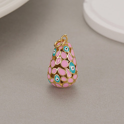 Pearl Pink Alloy Enamel Pendant, Easter Egg Charms, Pearl Pink, 20.7x12.3mm