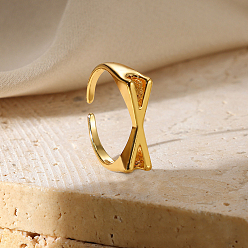 Letter X Регулируемые открытые манжеты из сплава, реальный 18 k позолоченный, Письмо X, внутренний диаметр: регулируемый