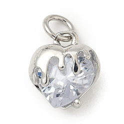 Прозрачный Кулон из циркония, сердце прелести, долговечный, без кадмия и без свинца, стойки покрытие, с целью перехода в кольце, платина, прозрачные, 11.5x10x6 мм, отверстие : 3.3 мм