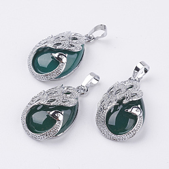 Натуральный Агат Природные подвески агат, с латунной найти, слезинка с павлина, платина, 33x20x10.5 мм, отверстие : 5x6.5 мм