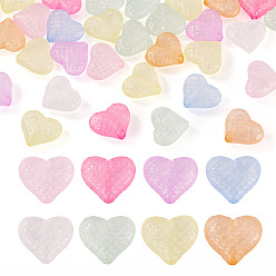 (52) Непрозрачная лаванда Светящиеся прозрачные акриловые бусины, сердце, с блеском порошок, светится в темноте, разноцветные, 17x20x9 мм, отверстие : 2 мм, 40 шт