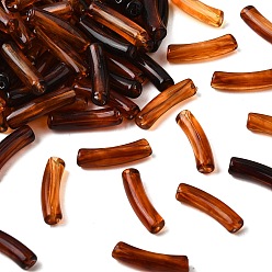 Седло Коричневый Прозрачные акриловые бусины, имитировать янтарные бусы, трубка, седло коричневый, 20x5x6 мм, отверстие : 1.5 мм, Около 1250 шт / 500 г