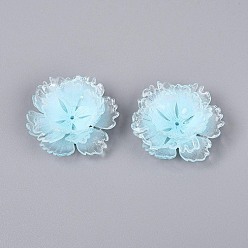 Небесно-голубой Термоусадочные акриловые колпачки, мульти-лепесток цветка, голубой, 41~46x15~17 мм, отверстие : 1.4~1.6 мм