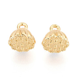 Другие Латунь прелести, долговечный, без никеля , реальный 18 k позолоченный, лотос, 8.5x8x8 мм, отверстие : 1.2 мм