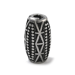 Античное Серебро 304 из нержавеющей стали бусы, цилиндр с племенным узором, античное серебро, 12x7 мм, отверстие : 2 мм