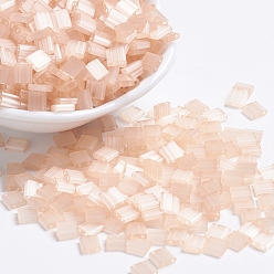 (TL2555) Silk Pale Light Coral Миюки тила бусины, японский бисер, 2-луночное, (тл 2555) шелк бледно-светло-коралловый, 5x5x1.9 мм, Отверстие : 0.8 мм , около 590 шт / 50 г