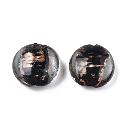 Черный Бусины ручной работы бусины золотого песка, плоско-круглые, чёрные, 28.5x13 мм, отверстие : 1.8 мм