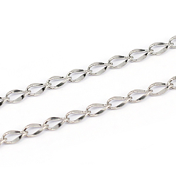 Нержавеющая Сталь Цвет Устойчивые к потускнению 304 цепи из нержавеющей стали, пайки, цвет нержавеющей стали, 4x2x0.4 мм