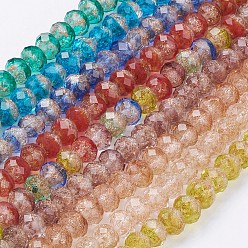 (52) Непрозрачная лаванда Ручной золотой песок бусины бисер нитей, граненые, шайба, разноцветные, 9.5~10x7 мм, отверстие : 2 мм
