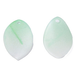 Mittlerer Aquamarin Kunststoff-Anhänger, Blatt, mittlerer Aquamarin, 23x14x2.5 mm, Bohrung: 1.6 mm