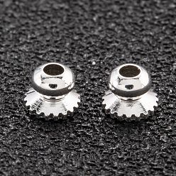 Посеребрённый Латунные бусины колпачок, долговечный, 925 серебро покрытием, 4x3 мм, отверстие : 1.4 мм