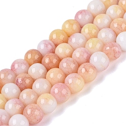 Светло-хаки Нити из непрозрачных стеклянных бусин с эффектом омбре и потрескавшимся покрытием, круглые, окрашенные, светлый хаки, 6~6.5 мм, отверстие : 0.8~1 мм, около 138~146 шт / нитка, 29.92~31.89 дюйм (76~81 см)