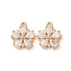 Прозрачный Латунные микро проложить кубического циркония подвески, , реальный 18 k позолоченный, прозрачные, 13.5x11.5x3 мм, отверстие : 1.2 мм