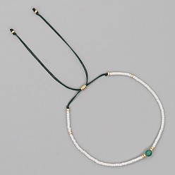 Белый Регулируемые браслеты из стеклянного бисера с застежкой-слайдером для женщин, белые, 11.02 дюйм (28 см)