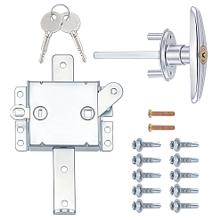 Platinum 2 Sets 2 Styles Iron Garage Door Slide Lock, Platinum, 190x116x23.5mm