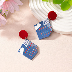 Васильковый Пасхальные акриловые серьги-подвески, самородки, васильковый, 55x33 мм