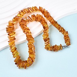 Янтарный Ожерелья из натурального янтаря с квадратными градуированными бусинами, с застежками из латуни , платина, 19.29 дюйм (49 см)