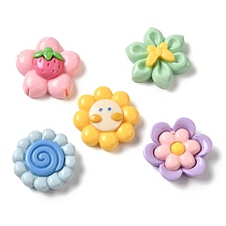 (52) Непрозрачная лаванда Непрозрачная смола декодирует кабошоны, цветок, разноцветные, 20x20x7 мм