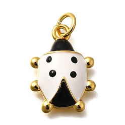 Белый Латунные подвески, без кадмия, без никеля и без свинца, с эмалью, прелести божьей коровки, реальный 18 k позолоченный, белые, 21x15.5x5.5 мм, отверстие : 3.5 мм