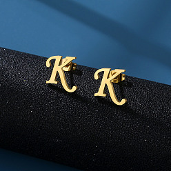 Letter K 201 из нержавеющей стали серьги, золотые, Письмо K, 10x10 мм