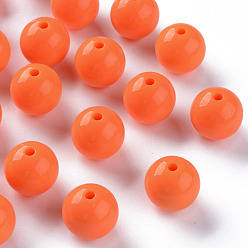 Coral Opaque Acrylic Beads, Round, Coral, 16x15mm, Hole: 2.8mm, about 220pcs/500g