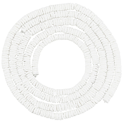 (404) Непрозрачное AB Кислое яблоко 2 нити натуральные бусы из морских ракушек, диск, Heishi бусы, цветочный белый, 5.5~6.5x1.5~3 мм, отверстие : 0.8 мм, около 298~300 шт / нитка, 22.44~23.23 дюйм (57~59 см)