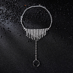 Треугольник Сплав кристалл горный хрусталь звено цепи кольцо палец ноги браслеты на щиколотку, платина, треугольные, 12-1/4 дюйм (310 мм)