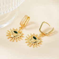 Золотой Элегантные латунные серьги-кольца в форме сердца с кубическим цирконием, золотые, 38x21 мм