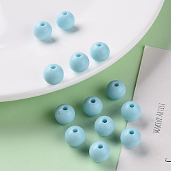 Sky Blue Opaque Acrylic Beads, Round, Sky Blue, 10x9mm, Hole: 2mm, about 940pcs/500g