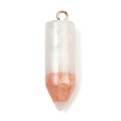 Белый Подвески из смоляных карандашей, с золотой петлей из цинкового сплава, белые, 35x10.5 мм, отверстие : 2 мм