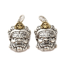 Human Латунные подвески, с целью перехода в кольце, без кадмия, без никеля и без свинца, античная бронза и серебро, человек, 18.5x12.5x4.5 мм, отверстие : 3 мм