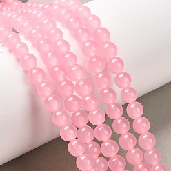 Hot Pink Natural & Dyed Malaysia Jade Bead Strands, Round, Hot Pink, 6mm, Hole: 0.8mm, about 64pcs/strand, 15 inch